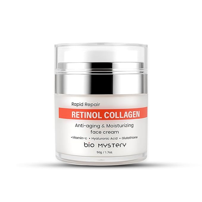 Retinol, Collagen, Hyaluronic Cream with Vitamin C & Glutathione – Lightweight Daily Moisturizer for Face & Neck – Hydrating Day & Night Fine Lines and Wrinkles | Anti Aging Cream – 50gm / 1.7 fl.oz