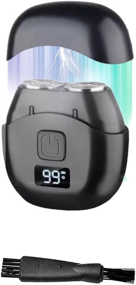 Men's Electric Shaver Mini, Cordless Electric Razor with LED Screen, Double Foil Cutter, Removable Washable Head, Type-C USB Rechargeable, Travel Shaver