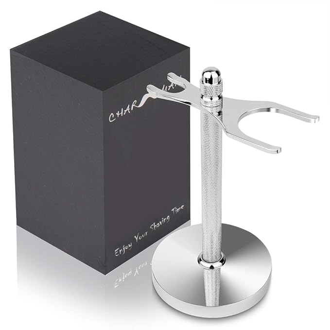 Safety Razor and Shaving Brush Stand, Extra Wide Openings, Wider Base, Manly Look