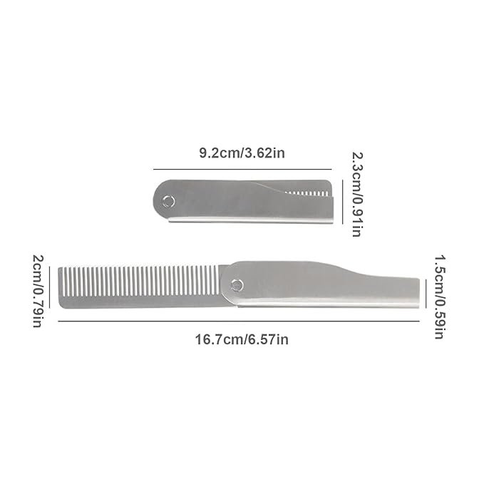 Stainless Steel Hair & Beard Comb - Stainless Steel Bread Mustache Comb, Multifunctional Pocket With Bottle In Keychain, Beard Care Mustache