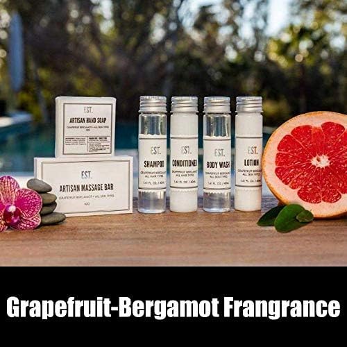 World Amenities EST. Soothing Hand & Body Lotion with Grapefruit-Bergamot fragrance, Biodegradable/Recyclable Bottle with Screw Top, 1.41oz / 40ml