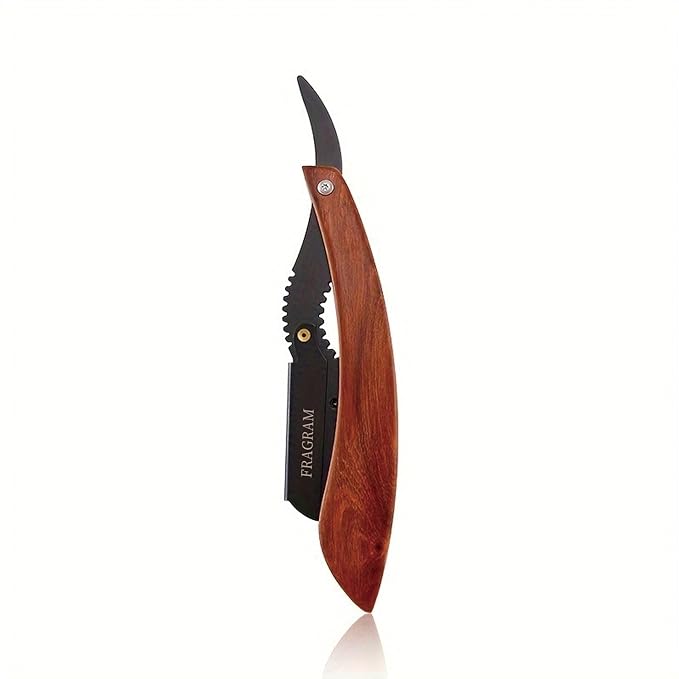 wooden handle manual shaving razor with replacement blade compatible with S23 stainless steel hair clipper, used for shaving razors (剃须刀架+10片刀片)