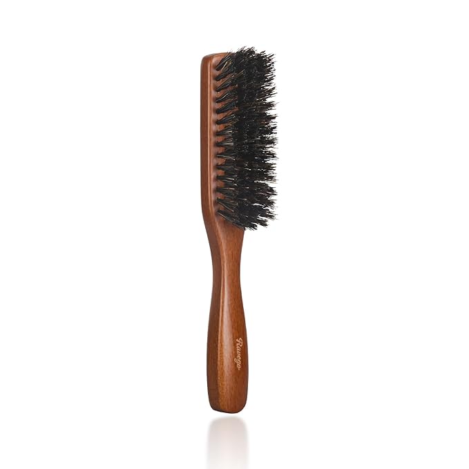 Beard Brush for Men, Ravego 100% Boar Bristle brush for Berad & Short Hair Detangle Add Natural Shine & Texture Exfoliates Skin and Scalp