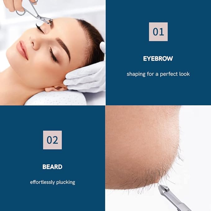 3pcs Stainless Steel Eyebrow Tweezers Handle Shaped Angled Tweezers Flat Tip Hair Plucker for Eyebrow Trimming and Shaping, Face Hair Tools for Women & Men
