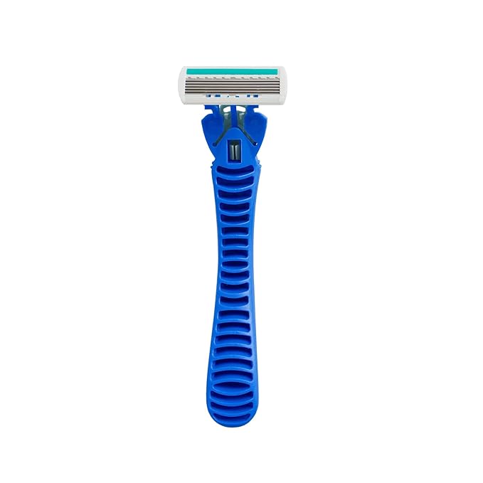 6-Blade Razor,Plastic Anti-slip Men Manual Refill Cartridges razors, Reusable Face Cleansing Care Tool, Shave Supplies for Men and Women - blue
