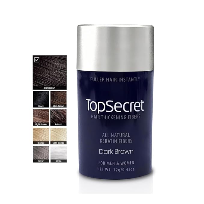 Top Secret Hair Thickening Building Fibers Refills - Undetectable & Natural Hair Filler - for Men & Women - Instantly Fill In Fine Thinning Hair - Weather & Sweat Resistant (Dark Brown, Regular)