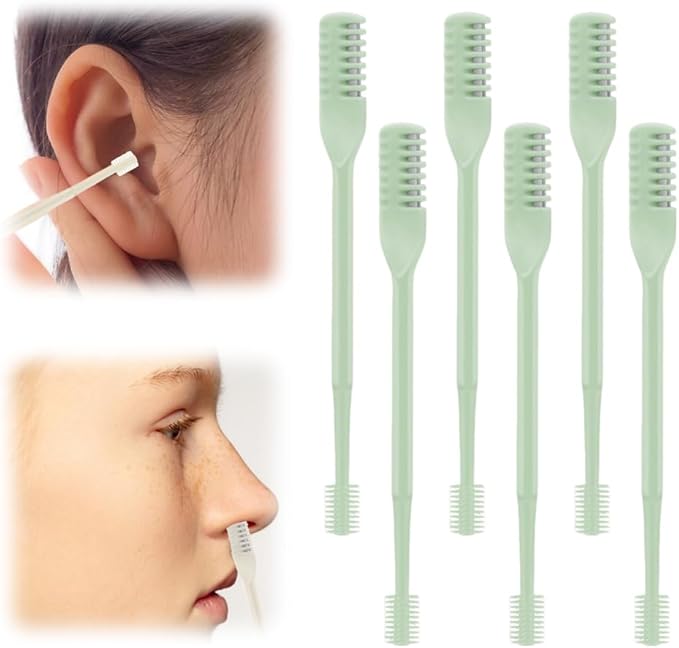 2-in-1 Nasal Hair Cutter, 2025 New 360° Rotating Nose Hair Trimmer Remover Tool,Portable Nasal Grooming Kit for Travel, Safe Design Nose Hair Scissors for Men and Women (Light Green*6)