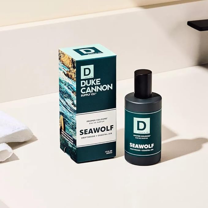 Duke Cannon Proper Cologne Seawolf | Men's Eau de Parfum | Driftwood and Coastal Air | Subtle, Fresh Long-Lasting Scent | 1.7 fl oz