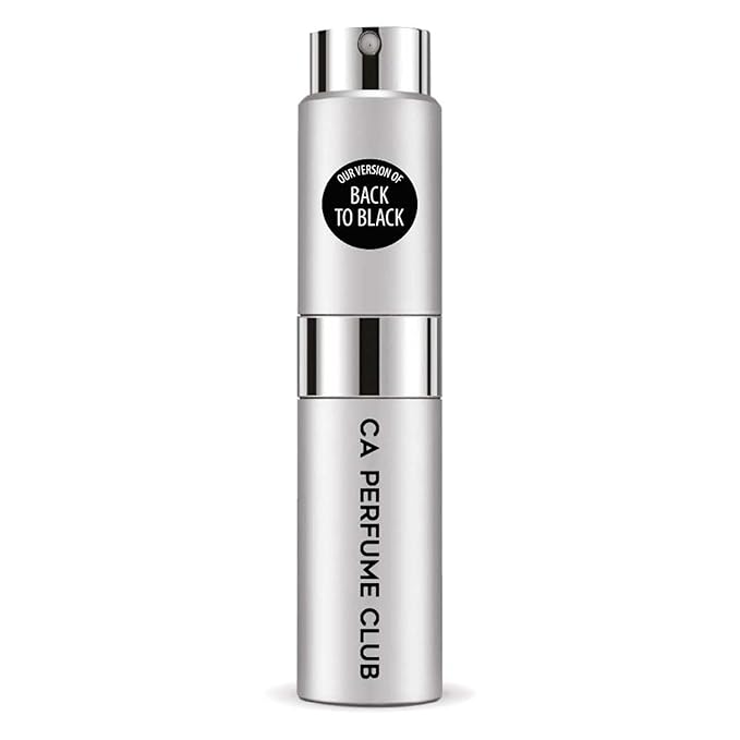 CA Perfume Impression of Back To Black for Women and Men Amber Woody Scent Long Lasting Unisex Fragrance Eau De Parfum Travel Size Refillable Atomizer Spray 0.27 Fl Oz 8ml