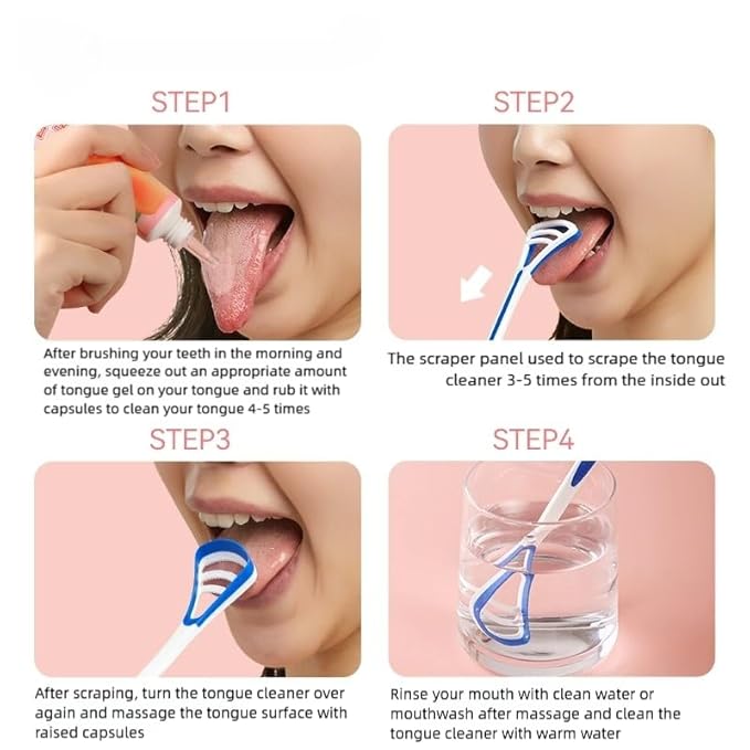 YANDY Tongue Brush & Gel Kit,Tongue Cleaner for Adults, Fight Bad Breath and Halitosis,Mouth Odor Eliminator(Set of 1)