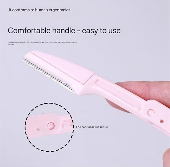 30 Pack Women's Eyebrow Razor Knife Facial Hair Shaver Folding Safety Cover Precision Trim for Fine Hair Random Color