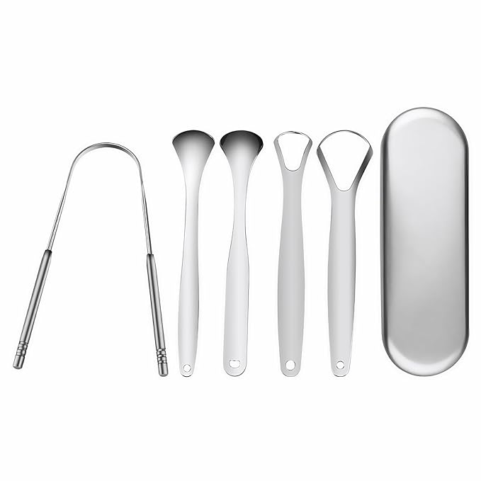 Double-Layer Stainless Steel Tongue Scraper - Deep Cleanse Thick Coating & Eliminate Bad Breath, Flexible Bristle-Free Design, Hygienic Mouth Cleaner for Daily Use - Comfort Handle
