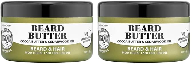 SoftSheen-Carson Magic Men's Grooming Conditioning Beard Butter With Cocoa Butter and Cedarwood Oil, Moisturizes, Softens and Define With No Drying Alcohol, 3.5 ounces (Pack of 2)
