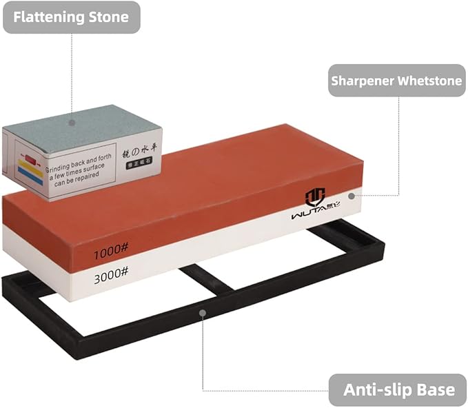 WUTA Sharpening Stone Set Sharpener Flattening Stone for Polishing Knife