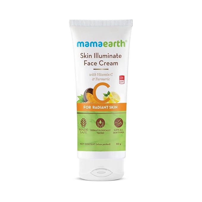 Mamaearth Vitamin C Skin Illuminate Face Cream with SPF | Enhances Radiance & Skin Tone | Reduces Sun Damage | Moisturizer with Sun Protector | 2.83 Oz (80g)