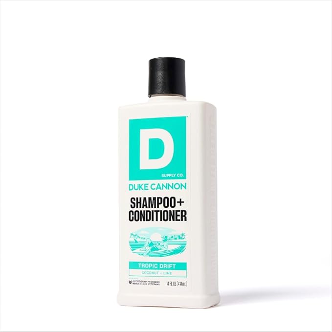Duke Cannon Tropic Drift 2-in-1 Hair Wash for Men - Fresh Hair & Scalp - Shampoo & Conditioner, 14 oz, Hydrating Formula