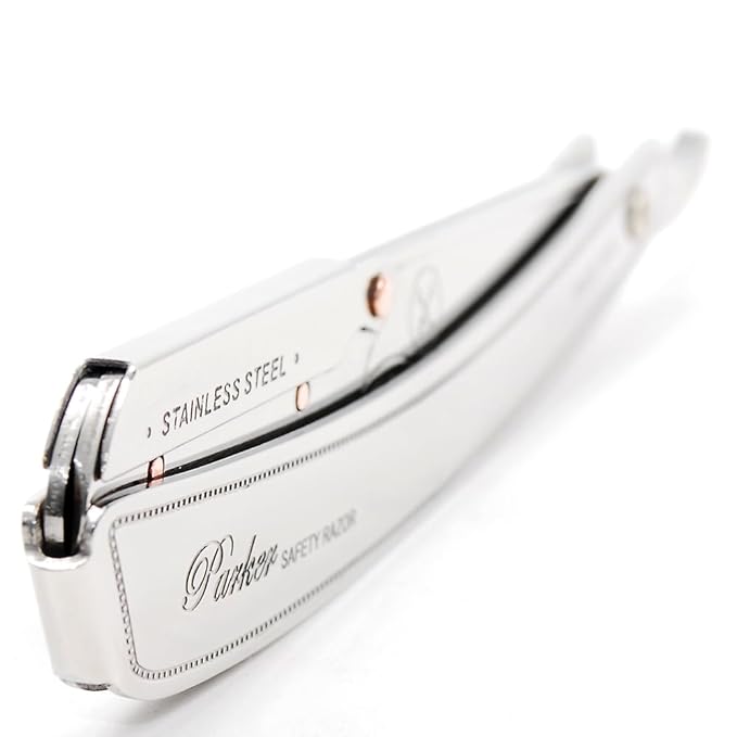 Parker SRX Straight Razor – All Stainless Steel Barber Razor with Clip-Type Blade Holder for Disposable Blades – Ideal for Precision Wet Shaving at Home or Barbershop – Iconic Brand