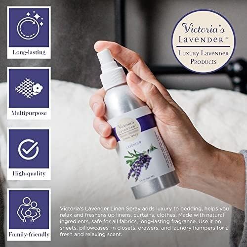 Victoria's Lavender Linen Spray - Aromatherapy Pillow Mist & Linen Spray, Soothing Lavender Essential Oil for Bed & Pillow Comfort, Ideal Holiday Gift, Handmade in Oregon, Made in USA (3 Pack 8 oz)