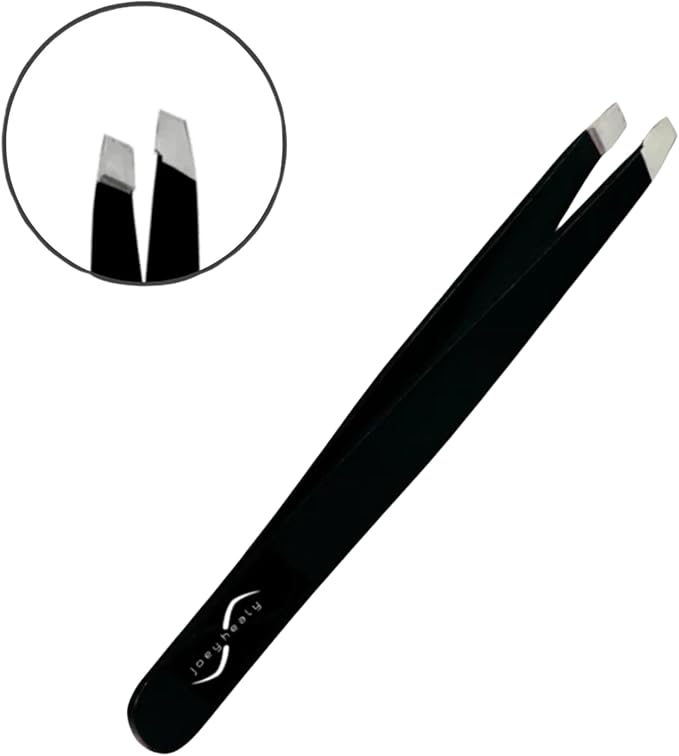 Joey Healy Elite Sculpting Tweezer, Pro-Performance Stainless Steel Eyebrow Tweezer, Angled Tip for Precise Brow Shaping, Protective Travel Case