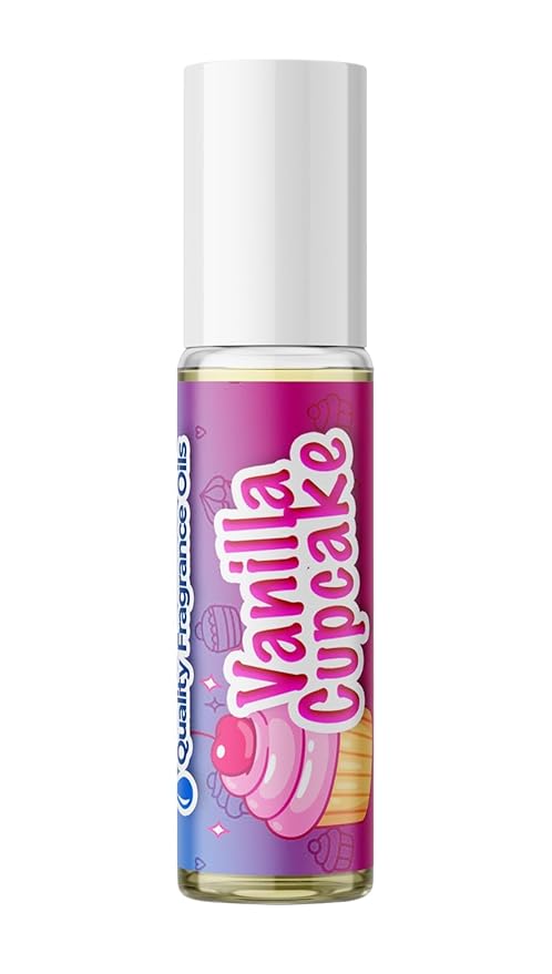 Quality Fragrance Oils' Vanilla Cupcake | Long-Lasting Perfume Oil, Alcohol-Free, Strong Scent, 10ml Roll-On | Affordable Alternative to Designer Fragrances