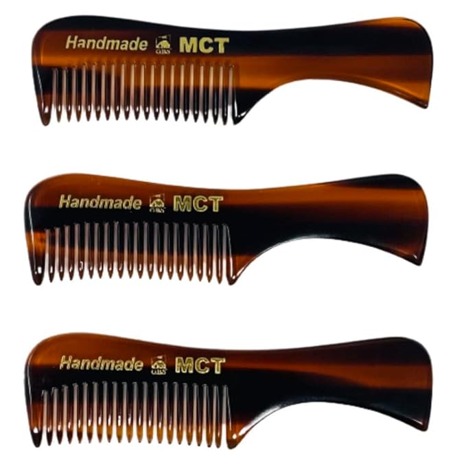GENTS Mustache and Beard Styling Comb, pocket sized (Tortoise Shell, 3 Pack)