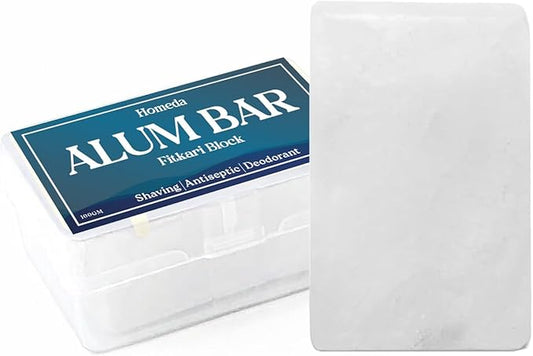 Alum Block for Shaving, Alum Stone for Face, Piedra De Alumbre Natural Bar for Underarm, Fitkari, Fitkiri, Allum Deodorant for Men and Women - with Storage Case (1 Piece)