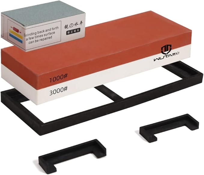 WUTA Sharpening Stone Set Sharpener Flattening Stone for Polishing Knife