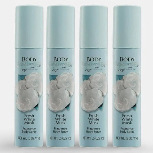 Body Spray of Signature Fresh White Musk Unisex, 0.5 Fl Oz (Pack of 4) Long-Lasting