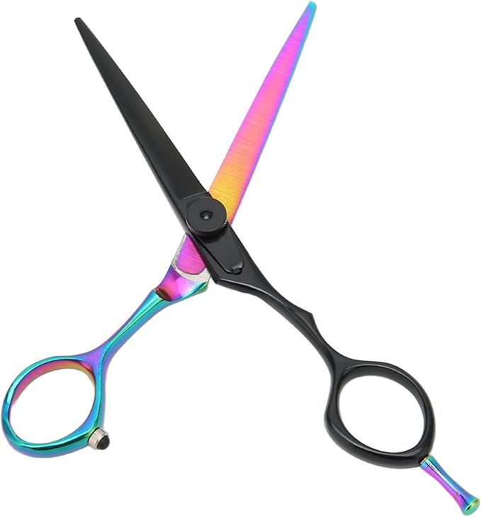 Barber Scissors Stainless Steel Hair Cutting Shears, Lightweight Ergonomic Beard and Mustache Trimming Scissors with Sharp Blades for Barbershop and Home Use (Flat Scissors: for Pets' Body and Leg