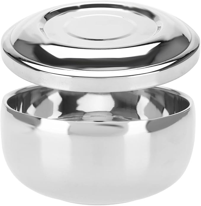 Semme Shaving Soap Bowl, Universal Men Stainless Steel Beard Shaving Soap Bowl Shaving Mug Container With a Mirror