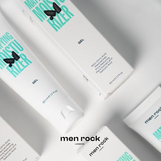 Men Rock Mattifying Moisturizer Gel - Mens Face Moisturizer - Moisturizing Face Lotion for Men - Skincare Products - Daily Facial Lotion - 1.7 oz