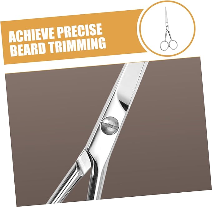 Skid Stainless Steel Mustache Scissors for Men Toothed Beard Grooming Trimmer Scissors with Durable Silver Finish for Accurate Facial Hair Cleaning