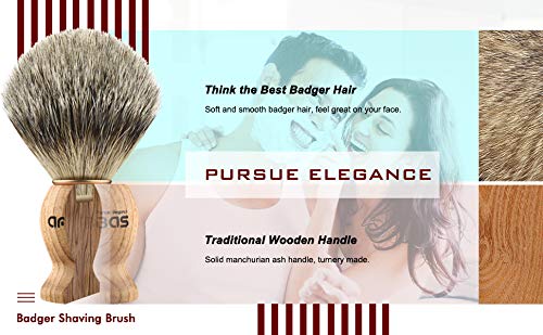 Anbbas Shaving Brush, Handmade Pure Badger Hair Brush with Natural Manchurian Ash Wood Handle for Men Traditional Wet Shaving