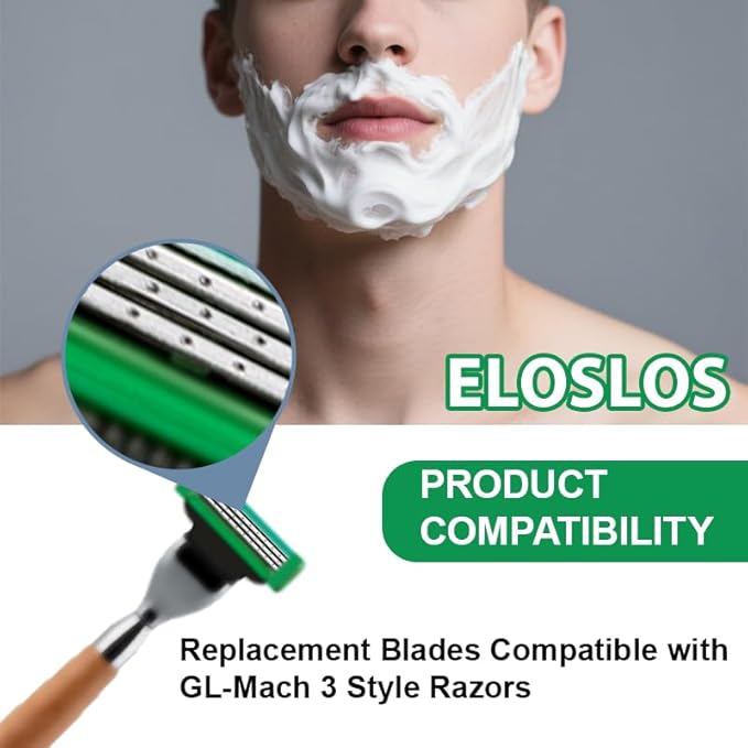36 Blades Replacement Parts for GL-Mach 3 Style Razors (Green), Wet Razors Men's Blades Value Packs