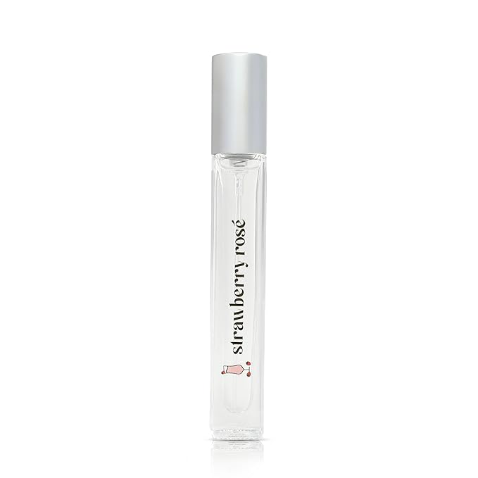 Just Juice Strawberry Rosé - Strawberry Perfume for Women and Men - Raspberry, Rose, Vanilla Musk Notes - Mini Travel Perfume - 0.3 oz