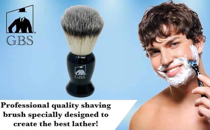 G.B.S Black Shaving Brush for Wet Shave Using Shaving Cream & Soap- Best Shave of Your Life for Safety Razor, Double Edge Razor, Straight Razor or Shaving Razor