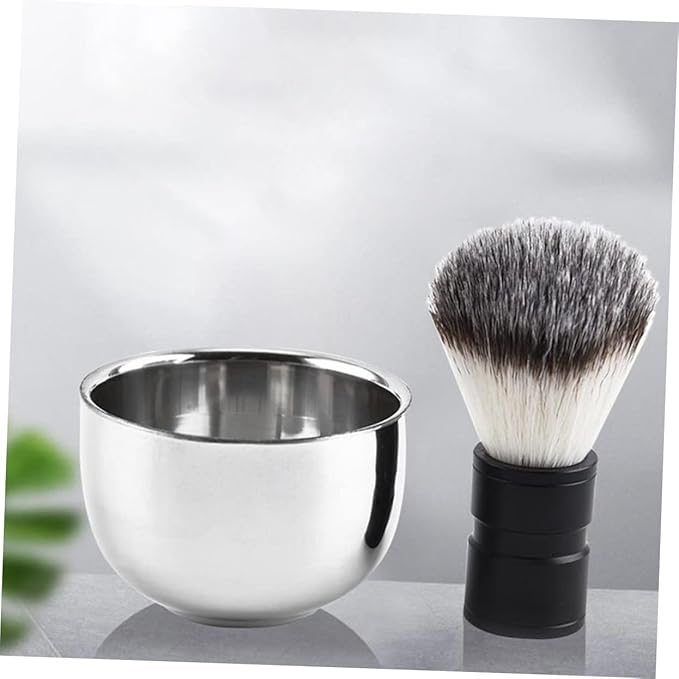 2pcs Travel-friendly Shaving Soap Bowl Men's Stainless Steel Shaving Mug Foaming Function