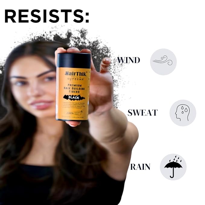 Supreme Trimmer Hair Building Fibers - Instantly Fill in Fine or Thinning Hair for Thicker, Natural, Fuller-Looking Hair for Men & Women – Hair Thinning & Balding Solution | Black, 15 Grams