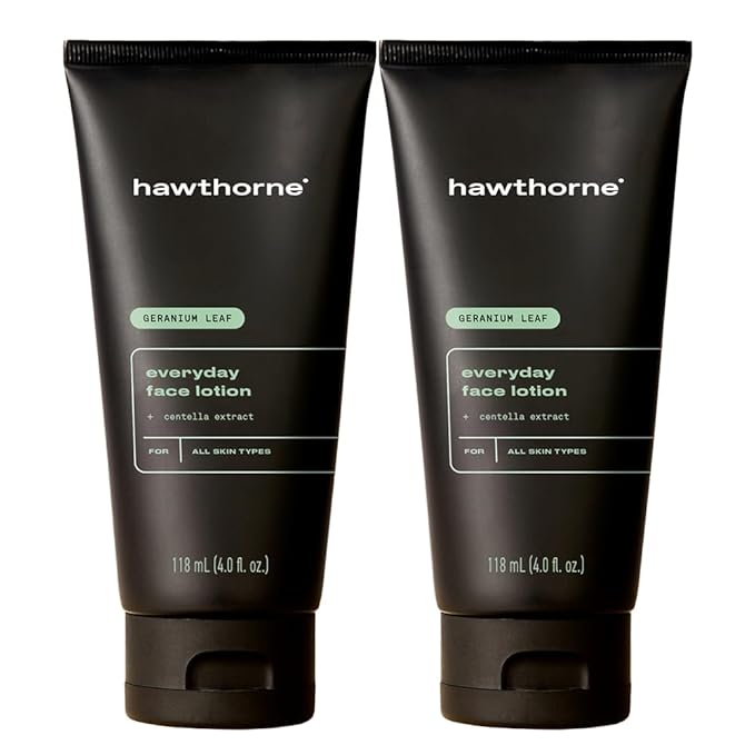 Hawthorne Men's Everyday Face Lotion With Aloe Vera and Healing Tiger Grass. For All Skin Types. Natural Ingredients, Vegan, Sulfate Free. 2-Pack, 4 Fl. Oz. Each