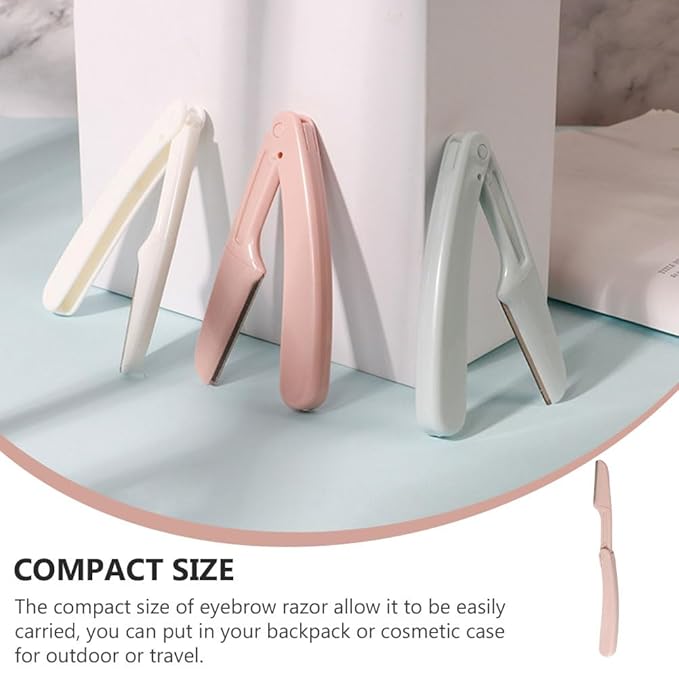Ipetboom 6pcs Folding Eyebrow Trimmer Hair Remover Eyebrow Shaver for Women Facial Hair Razor Face Shaver Epilator Brow Razor Ladies Facial Eyebrow Shaper Foldable Blade Synthetic Resin, 15x1.3cm