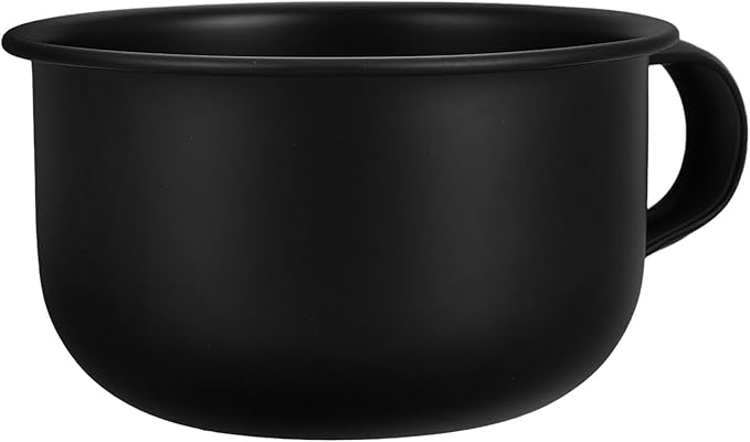 Yardwe Alloy Shaving Soap Bowl with Handle for Men, Black Shave Mug Foam Container, Sturdy Beard Shave Bowl for Home and Barber Shop Use
