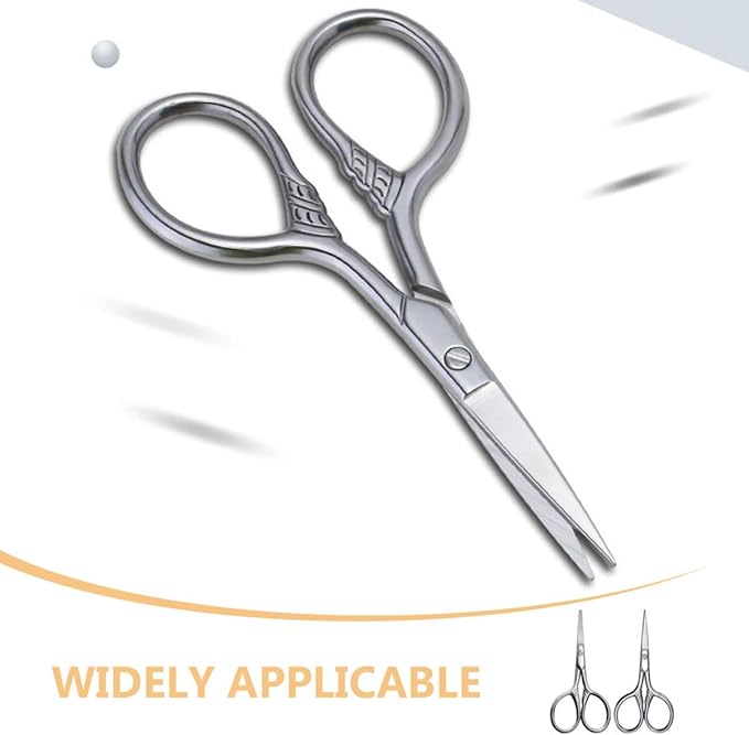 2Pcs Small Stainless Steel Eyebrow Trimming Scissors and Mustache Scissors Set for Men Precision Facial Hair Grooming Suitable for Beard and Eyebrow Maintenance