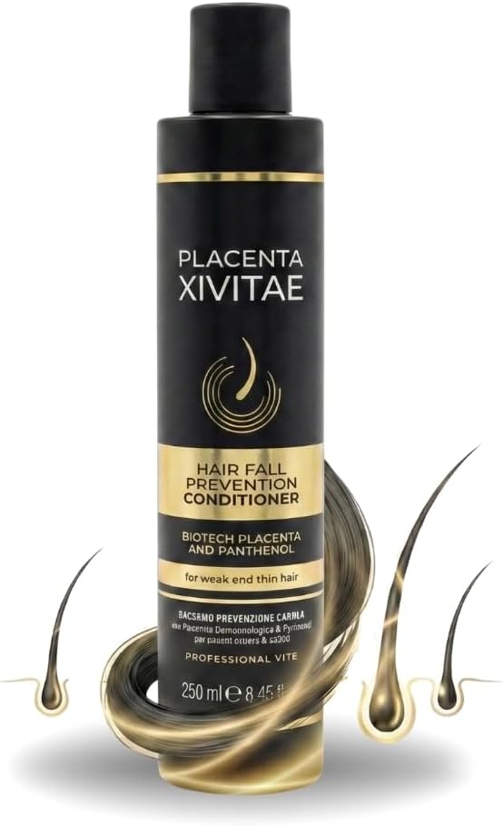 Conditioner for Damaged Hair Fall Prevention with Biotech Placenta 250 ml - Moisturizing and Strengthening - Professional Deep Hair Conditioner with Organic Hazelnut Extract and Panthenol