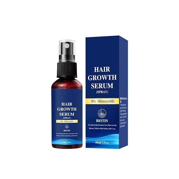 Hair Growth Serum Spray with 5% Minoxidil, Hair Regrowth Treatment for Thicker, Fuller Hair, Prevent Hair Loss & Promote Hair Growth for Men & Women 60ml