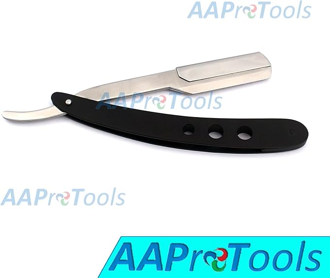 BARBER STRAIGHT RAZOR MATTE CUTTHROAT 3 HOLE DESIGN (SILVER AND BLACK) A+ QUALITY