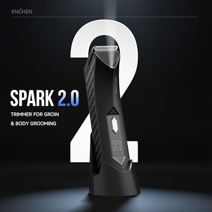 Enchen 4-in-1 Electric Body Hair Trimmer for Men - Ball Trimmer with Replaceable Ceramic Blades | USB Rechargeable, IPX7 Waterproof | Painless Pubic, Face, Underarm & Leg Grooming Tool