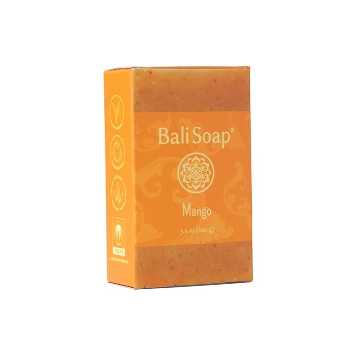 Bali Soap - Mango Natural Soap Bar for Men & Women - Vegan, Handmade, Exfoliating, Moisturizing - 3 Pack, 3.5 Oz Each