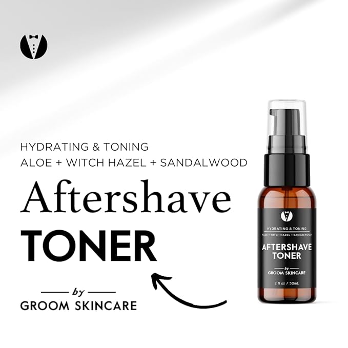 GROOM Men’s Skincare & Beard Care Bundle | After Shave Lotion, Toner & Beard Oil | Soothes Skin, Softens Hair, Fights Irritation & Flakes | 3-Piece Set