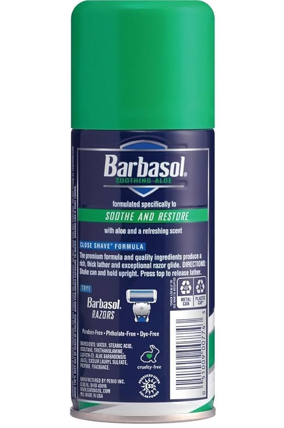 PERIO PROD Barbasol Soothing Aloe Thick & Rich Shave Cream, 7 Oz, Pack of 1