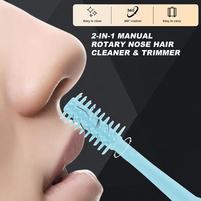 PSKZNSZ 5Pcs 2-in-1 Nasal Cutter, 360 Rotating Nose Trimmer for Women & Men, New Double Sided Nose Knife, Portable Nostril Hair Remover Tool